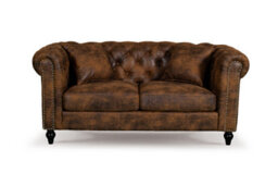 Suede Brown Faux Leather 3 + 2 Seater Chesterfield Sofa Set For Living Room Camden - thumbnail 6