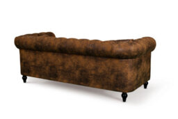 Suede Brown Faux Leather 3 + 2 Seater Chesterfield Sofa Set For Living Room Camden - thumbnail 5