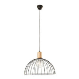 Luminosa Lighting Luminosa Contrast Cage Ceiling Pendant Matt Black Light Wood 1X E27 48.7Cm