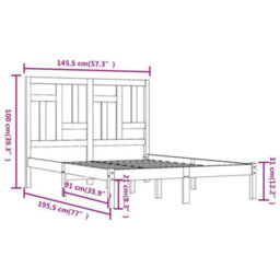 Berkfield Bed Frame Solid Wood Pine 140X190 Cm - thumbnail 6