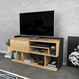 Decorotika Raca Tv Stand Tv Unit For Tvs Up To 55 Inch Sapphire Oak And Black - thumbnail 3