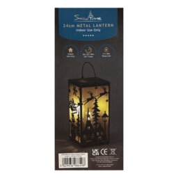 Snowtime 24Cm Metal Lantern With Santa Sleigh Scene Warm Led Light Christmas Décor - thumbnail 4