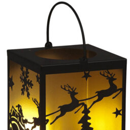 Snowtime 24Cm Metal Lantern With Santa Sleigh Scene Warm Led Light Christmas Décor - thumbnail 7