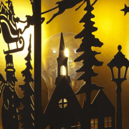 Snowtime 24Cm Metal Lantern With Santa Sleigh Scene Warm Led Light Christmas Décor - thumbnail 5