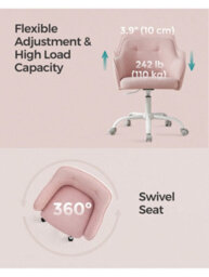 LEDREM Office Chair, Swivel Chair, Desk Chair, Makeup Vanity Chair, Adjustable Height, Armrests, 110 Kg Load - thumbnail 6