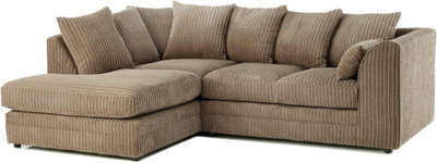BlissFurniture Ltd Bliss Furniture Beige Jumbo Cord 4 Seater Left Hand Corner Sofa Scatter Back Design Compact And Comfortable - image 1