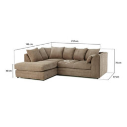 BlissFurniture Ltd Bliss Furniture Beige Jumbo Cord 4 Seater Left Hand Corner Sofa Scatter Back Design Compact And Comfortable - thumbnail 2