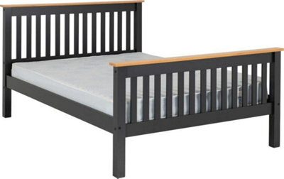 Seconique Monaco 5Ft Kingsize Bed High Foot End In Grey And Oak - image 1