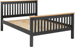 Seconique Monaco 5Ft Kingsize Bed High Foot End In Grey And Oak - thumbnail 2