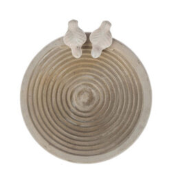 Homescapes White Round Concrete Birdbath Heavyweight With Love Birds Decoration - thumbnail 2