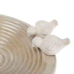Homescapes White Round Concrete Birdbath Heavyweight With Love Birds Decoration - thumbnail 3