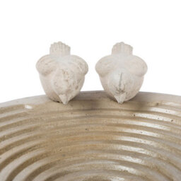 Homescapes White Round Concrete Birdbath Heavyweight With Love Birds Decoration - thumbnail 5