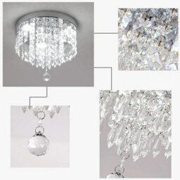 Led Crystal Ceiling Lights Silver Chandelier Lamp Cool White 24X25Cm - thumbnail 3