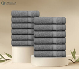 Casabella Premium Quality 12 Silver Face Towels 30X30Cm Highly Absorbent Face Cloth Set, 100% Combed Cotton 650 Gsm - thumbnail 6