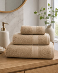 Bellissimo Home Regal Cotton Hand Towel Pair Beige - thumbnail 2