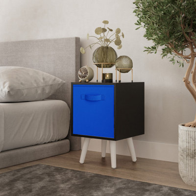Urbn-Living Urbnliving 51Cm Height Black Wooden Cube Storage Bookcase Dark Blue Inserts Scandinavian White Legs - image 1