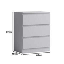 Fwstyle Carlton White 3 Drawer Chest (H) 77Cm (W) 60Cm (D) 40Cm - thumbnail 7
