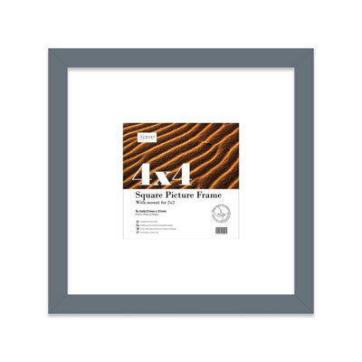 "4X4"" Grey Picture Frame - 4X4"" Square Frame With 2X2"" Mount For 4X4""/2X2"" Pictures Luxurious Style Thin Edge, 1 Pack" - image 1