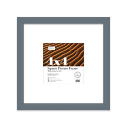 "4X4"" Grey Picture Frame - 4X4"" Square Frame With 2X2"" Mount For 4X4""/2X2"" Pictures Luxurious Style Thin Edge, 1 Pack" - thumbnail 1