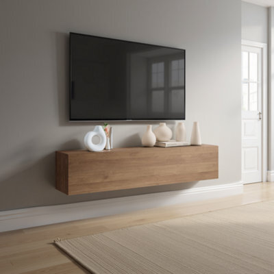 FurniComp LTD Furnicomp Combo 138Cm Floating Wall Hung Tv Unit - Mercure Oak Com-62-02 - image 1