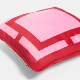 Ohs 2 X Square Print Matte Velvet Decorative Cushion Covers, Hot Pink/red - thumbnail 5