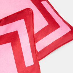 Ohs 2 X Square Print Matte Velvet Decorative Cushion Covers, Hot Pink/red - thumbnail 4