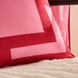 Ohs 2 X Square Print Matte Velvet Decorative Cushion Covers, Hot Pink/red - thumbnail 2