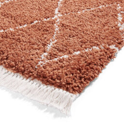 Rust Geometric Shaggy Rug, Stain-Resistant 45mm Thick Modern Rug For Bedroom, Living Room, & Dining Room-60Cm X 230Cm (Runner) - thumbnail 3