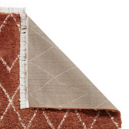 Rust Geometric Shaggy Rug, Stain-Resistant 45mm Thick Modern Rug For Bedroom, Living Room, & Dining Room-60Cm X 230Cm (Runner) - thumbnail 7