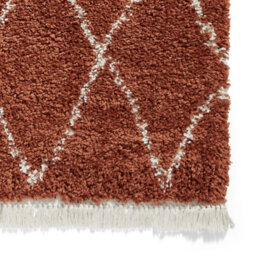 Rust Geometric Shaggy Rug, Stain-Resistant 45mm Thick Modern Rug For Bedroom, Living Room, & Dining Room-60Cm X 230Cm (Runner) - thumbnail 4
