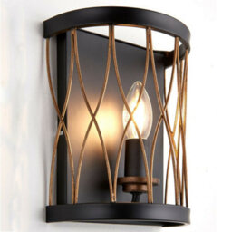5 Vintage Bulb Ceiling Lamp & 2X Matching Wall Light Bronze & Black Metal Cage - thumbnail 5