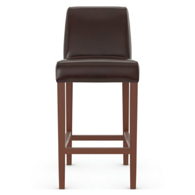 Greta Kitchen Breakfast Bar Stool Brown Aniline Leather Walnut Frame Fully Assembled