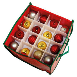 Christmas Ornaments Storage Bag - Festive Xmas Baubles & Decorations Container Box With Zipper, Carry Handles & 16 Compartments - thumbnail 3