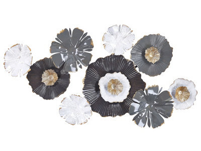 Beliani Gold Accented Iron Wall Sculpture 90 X 49 Cm Grey White - image 1