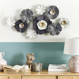 Beliani Gold Accented Iron Wall Sculpture 90 X 49 Cm Grey White - thumbnail 2