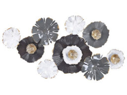 Beliani Gold Accented Iron Wall Sculpture 90 X 49 Cm Grey White - thumbnail 1