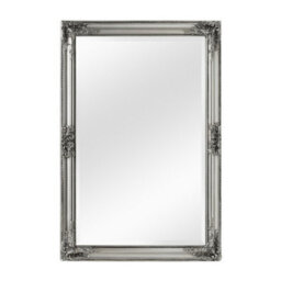 Orsina Rustic Vintage Silver Finish Wall Mirror,ornate Mirror With Natural Wood Frame,weathered Wall Fixture Mirror