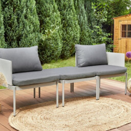 Wyld And Coco Zengarden Convertible Garden Sofa Set 2-Seater Light Grey Aluminium - Modular Outdoor Sofa For Compact Patios - thumbnail 2