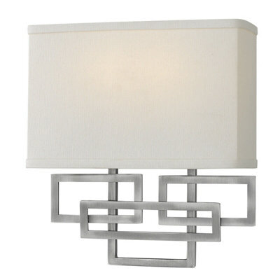 Elegant Twin Wall Light With Opaque Glass Shades In Antique Nickel Finish