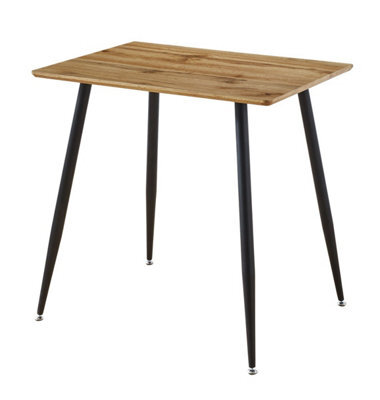 Hallowood Furniture Cullompton Small Rectangular Dining Table (80X60Cm) With Light Oak Effect Top And Black Legs - image 1