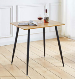 Hallowood Furniture Cullompton Small Rectangular Dining Table (80X60Cm) With Light Oak Effect Top And Black Legs - thumbnail 5