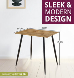 Hallowood Furniture Cullompton Small Rectangular Dining Table (80X60Cm) With Light Oak Effect Top And Black Legs - thumbnail 2