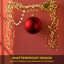 Shatchi 25Cm Dark Red Glitter Christmas Bauble - Christmas Tree & Home Décor Ornament - thumbnail 8