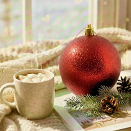 Shatchi 25Cm Dark Red Glitter Christmas Bauble - Christmas Tree & Home Décor Ornament - thumbnail 1