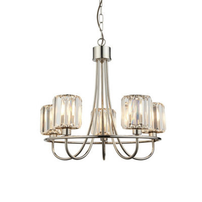 Luminosa Lighting Luminosa Berenice 5 Light Multi Arm Glass Ceiling Pendant Bright Nickel - image 1