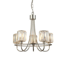 Luminosa Lighting Luminosa Berenice 5 Light Multi Arm Glass Ceiling Pendant Bright Nickel - thumbnail 1