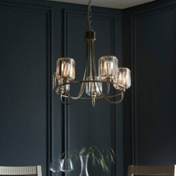 Luminosa Lighting Luminosa Berenice 5 Light Multi Arm Glass Ceiling Pendant Bright Nickel - thumbnail 2