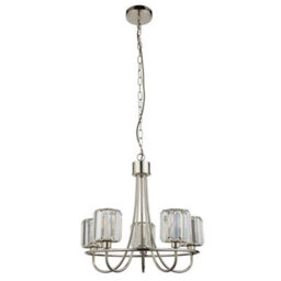 Luminosa Lighting Luminosa Berenice 5 Light Multi Arm Glass Ceiling Pendant Bright Nickel - thumbnail 6