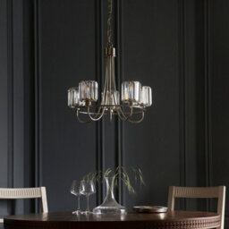 Luminosa Lighting Luminosa Berenice 5 Light Multi Arm Glass Ceiling Pendant Bright Nickel - thumbnail 3