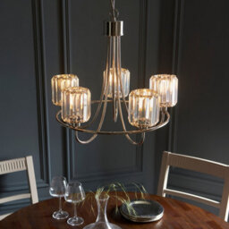 Luminosa Lighting Luminosa Berenice 5 Light Multi Arm Glass Ceiling Pendant Bright Nickel - thumbnail 4